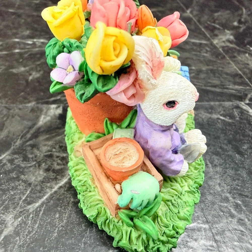 Bunny With Flowers Figurine